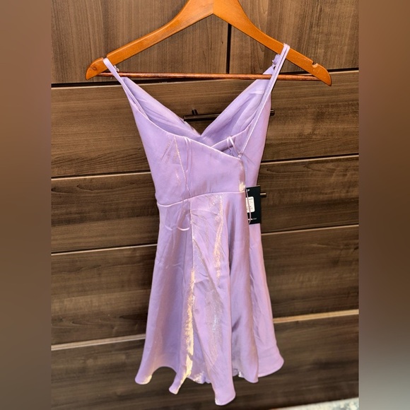 NWT Fashion Nova Shimmering Lavender Fit and Flare Mini Dress - Picture 7 of 11